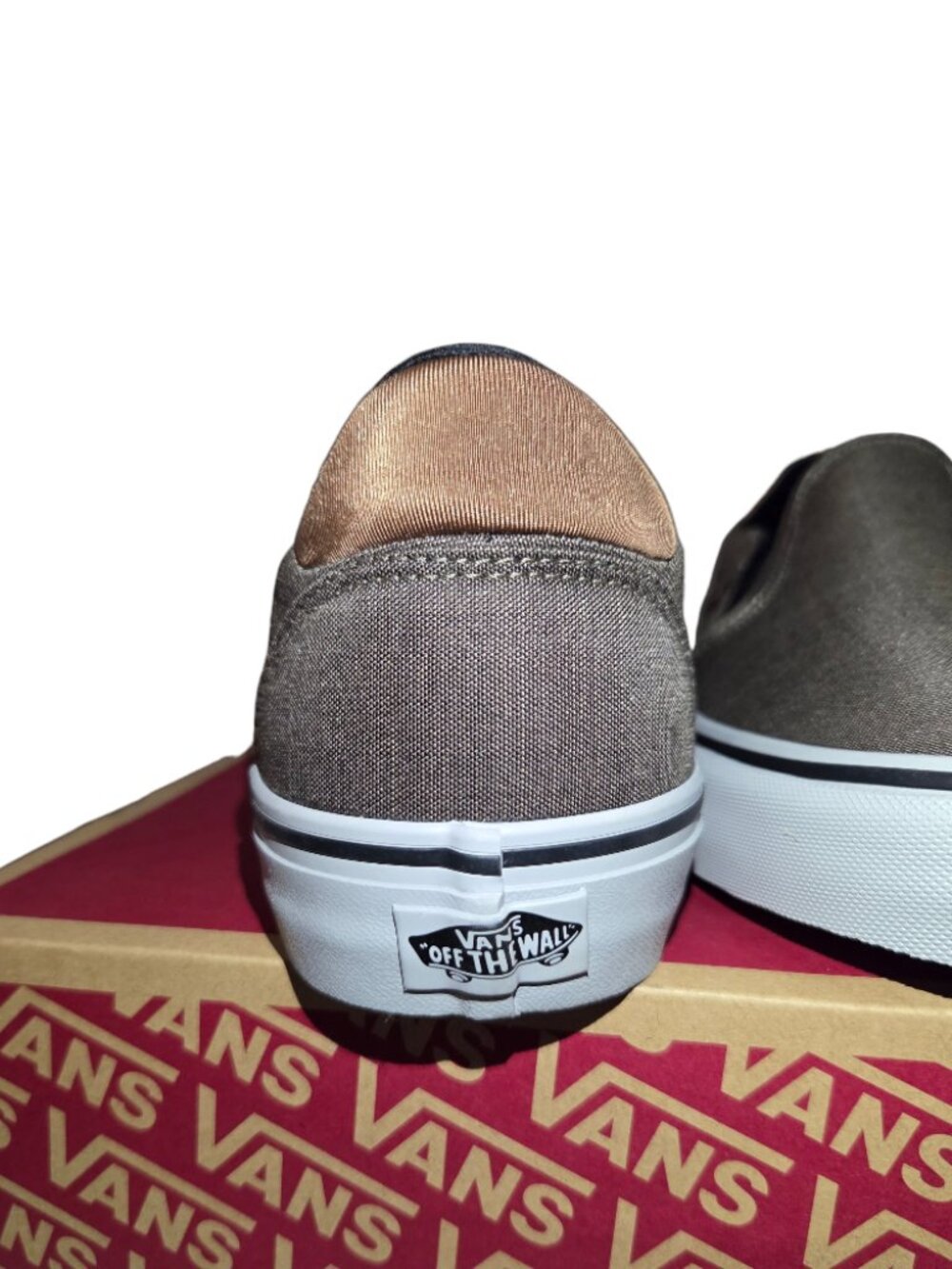 Vans Asher Deluxe Men’s Slip-On Sneakers BNIB Walnut/Grey Size 11.5 - Picture 6 of 7